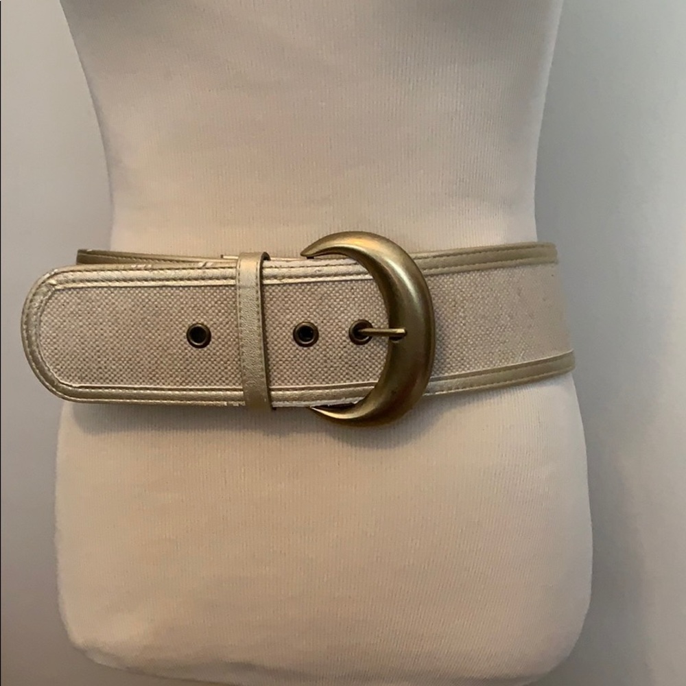 The Limited Gold Vegan Leather and Linen Belt